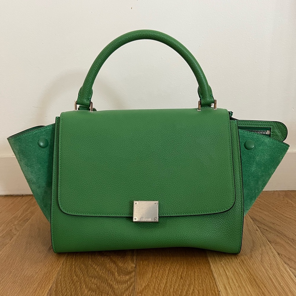 Kelly green celine trapeze bag